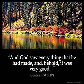 Genesis_1-31: And God saw every thing that he had made, and, behold, it was very good. And the evening and the morning were the sixth day
