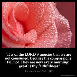 Lamentations_3-22: It is of the LORD'S mercies that we are not consumed, because his compassions fail not.