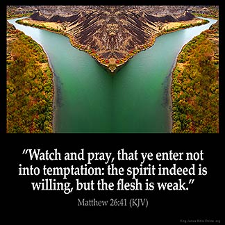 Matthew_26-41-1: Watch and pray, that ye enter not into temptation: the spirit indeed is willing, but the flesh is weak