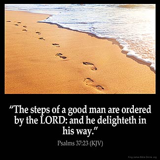 Psalms 37:23: The steps of a good man are ordered by the LORD: and he delighteth in his way.